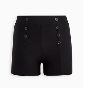 TORRID NWT ULTRA HIGH WAIST BUTTON DETAIL SWIM SHORT - BLACK